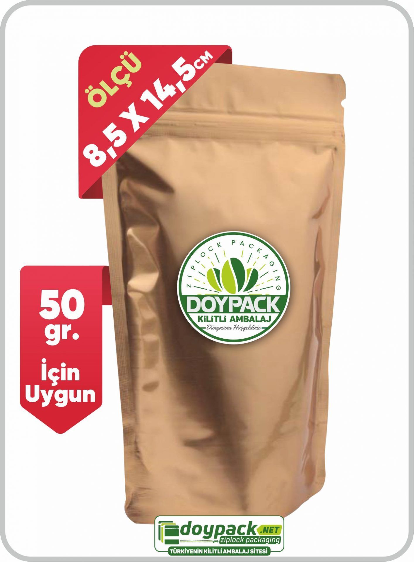 Gold Alüminyum Kilitli Doypack 50 - 8.5x14.5cm