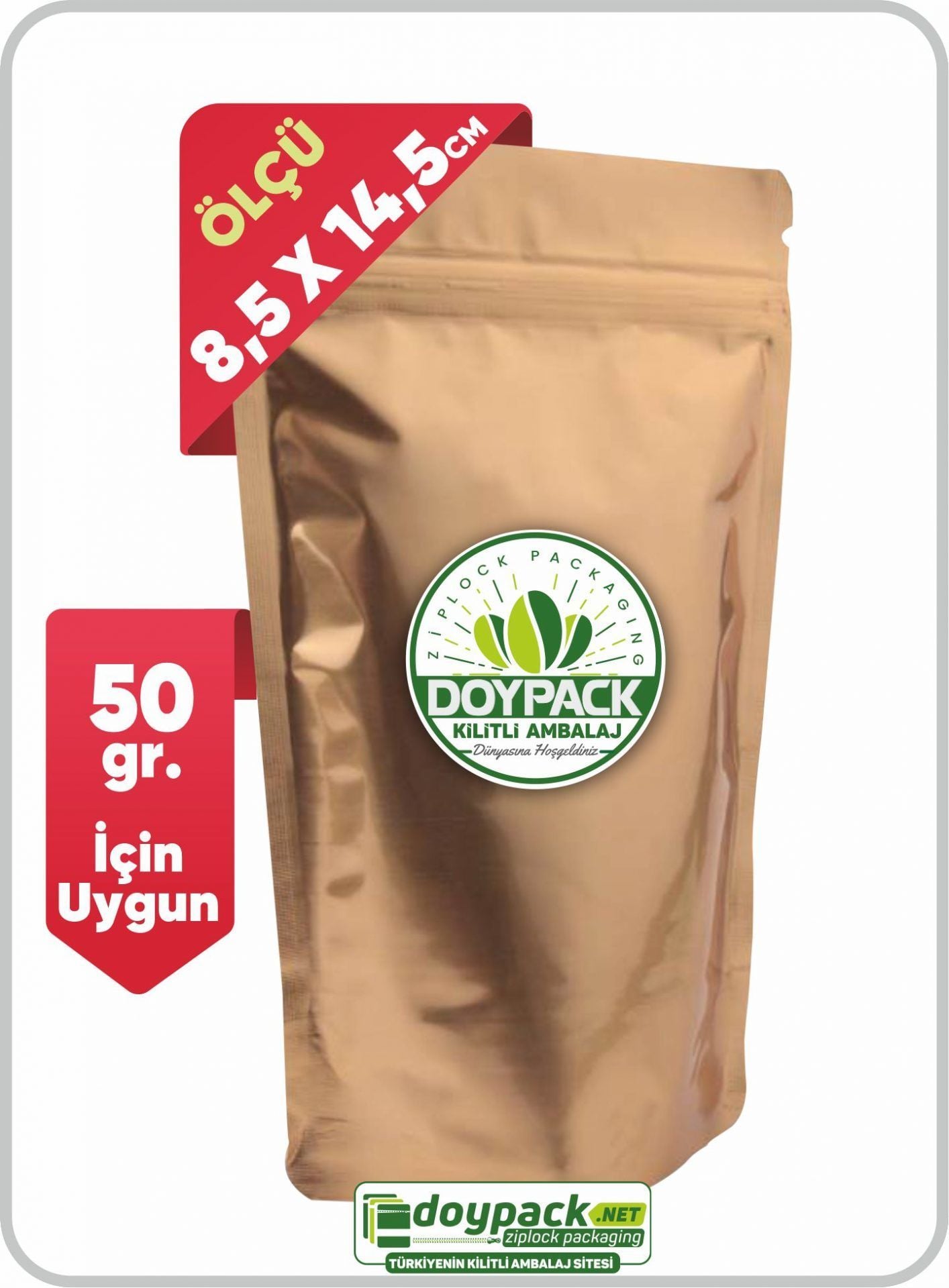Gold Alüminyum Kilitli Doypack 3000 - 8.5x14.5cm